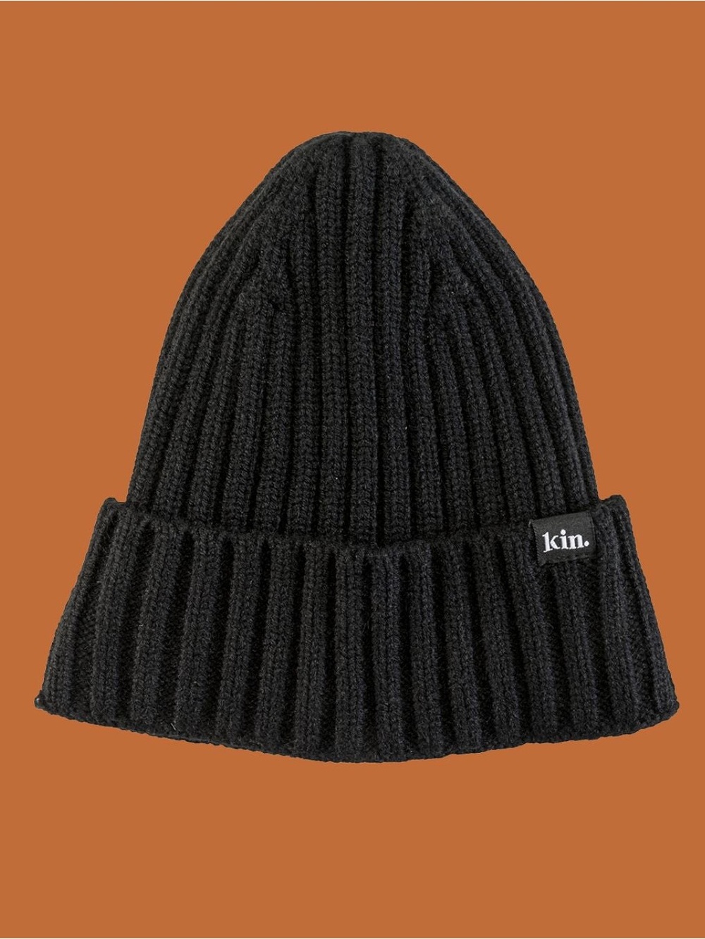 BLACK STRIPE SATIN LINED BEANIE
